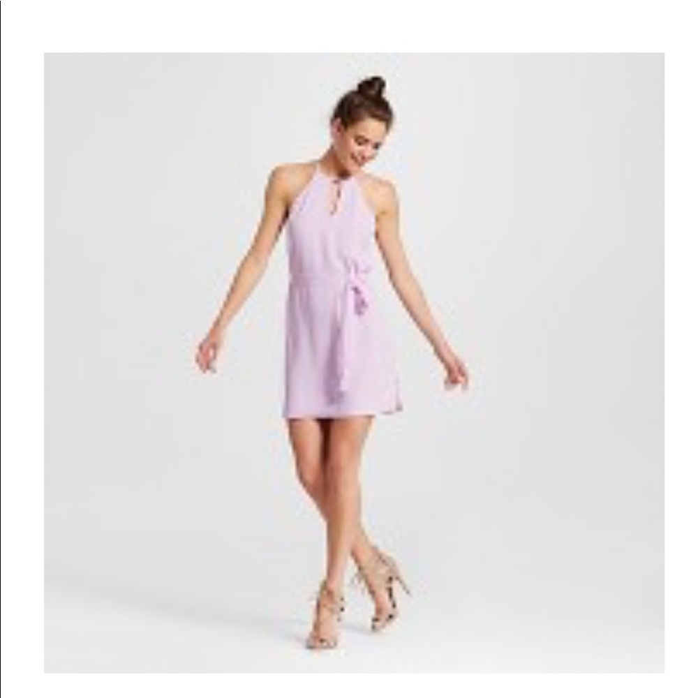 Lavender Halter Tie Waist Dress